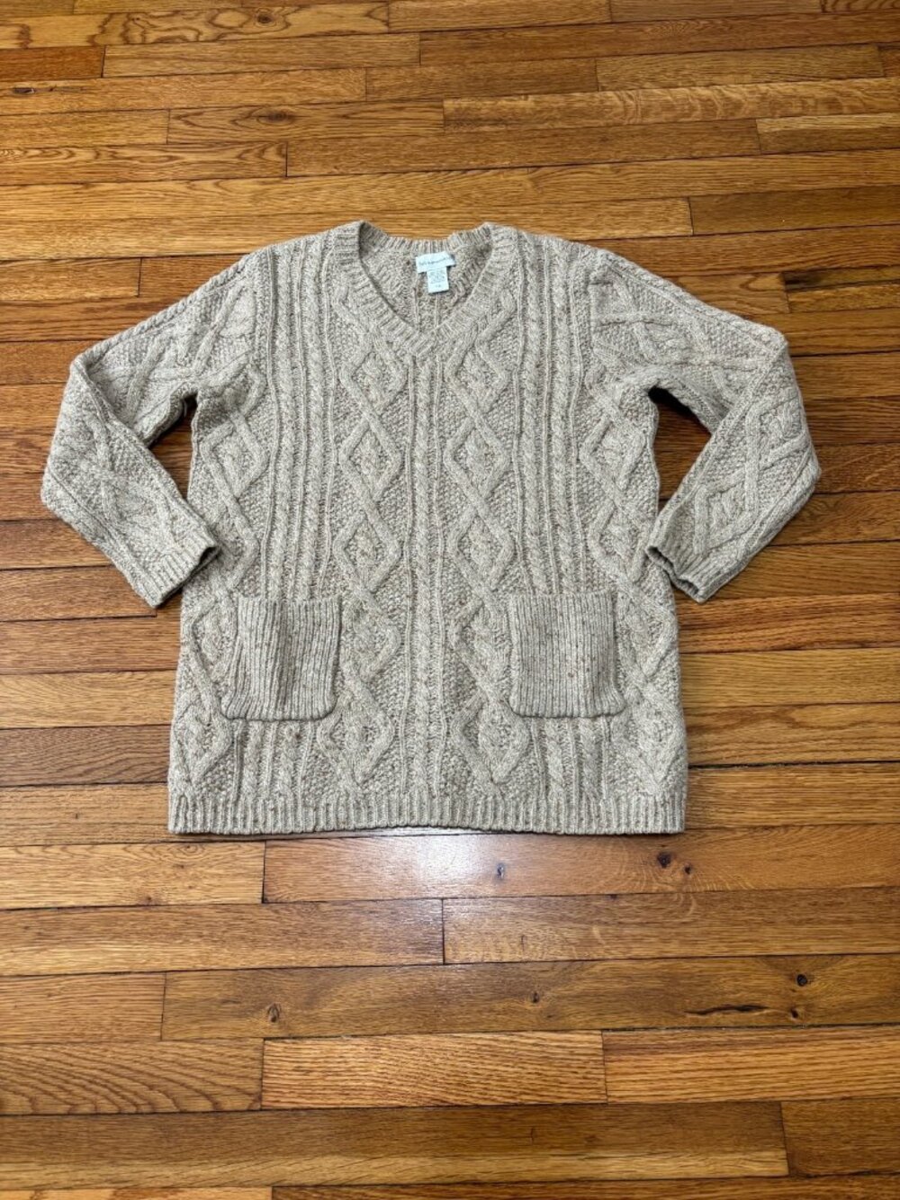 Soft Surroundings Womens Sweater Sz PM Petite Medium Beige Wool Alpaca Cashmere